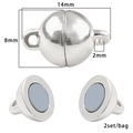 Polished silver magnetic jewelry clasps for DIY necklaces, 14mm size in 2-set pack - Silver 14×8mm