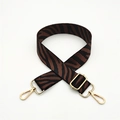 Adjustable tiger pattern fabric shoulder strap with gold metal lobster clasps for handbags - Brown