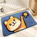 Blue Shiba Inu cartoon bathroom mat with soft flocked texture and non-slip backing - 40*60cm / Inspiration Dog