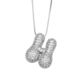 Silver letter H initial pendant necklace with cubic zirconia pave and box chain - Letter H / Silver