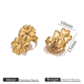 Golden clover-shaped stainless steel earring backs with 10mm width for DIY jewelry - Triple Heart Earring Back / Gold