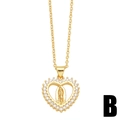 Golden heart pendant necklace with Virgin Mary relief and white zircon inlay for women - Heart Style (B)