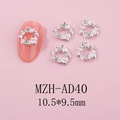 Détail de bijoux d'ongles couronne de Noël argentée avec perles et strass 10.5mm - Style Couronne Blanche Argent (AD40)