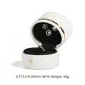 White faux leather cylinder jewelry box with lychee texture and gold metal waistline - White Box Black Interior Ring Earring Pendant Box