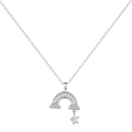 S925 Sterling Silber Regenbogen Stern Anhänger Halskette mit Zirkonia Besatz - 925er Silber / Silber