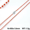 Bohemian handmade orange seed bead necklace with stainless steel clasp 450mm length - Bright Orange (KN107769-Z) / 45cm