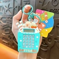 Cute cartoon Capybara keychain with functional mini calculator in teal color. - Calculator - Green