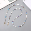 Luxe pearl and crystal four-leaf flower chain strap with gold lobster clasps - Pearl Clover Crossbody Chain (Gray Gradient) / Grey Iridescent