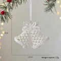 White Christmas double bell ornament with glitter bow, 11x9cm festive tree decoration - Bell