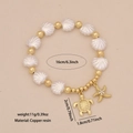 Bracciale di perle stile oceano con ciondoli a forma di tartaruga e stella marina dorata - Stile Tartaruga e Stella Marina (2#)