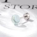Sweet light blue moonstone-like titanium steel stud earring with silver metal pin - Single Piece / Blue (A321-3)