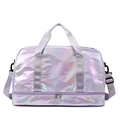 Holographic purple sports travel bag with wet dry separation and adjustable shoulder strap - Holographic Purple