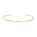 Brazalete abierto minimalista de acero inoxidable con acabado en oro rosa pulido - Dorado