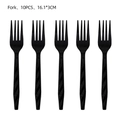 Set of 10 black disposable forks with diamond pattern handles, size 16.1x3cm for parties - Black Plastic Forks (10PCS)
