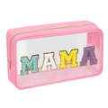 Borsa per trucco rosa impermeabile in PVC con lettere MAMA e finestra trasparente - Rosa (MAMA)