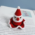 Fermaglio per capelli a forma di Babbo Natale all'uncinetto in lana rossa e bianca - Cappello di Babbo Natale