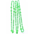 Detailed view of green St. Patrick's Day beaded necklace with shamrock and letter links - Alphabet Chain
