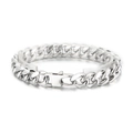 Bracciale a catena cubana argento da uomo in acciaio al titanio lucido con chiusura rettangolare - Bracciale d'Argento (KB157023-KFC)