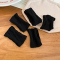 Detailed macro view of five black knitted elastic hair ties with ribbed texture on wood - Bowknot Style / 5 Pieces / Black