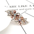 Pince à cheveux fleurie en alliage doré avec cristaux marron et strass brillants - Fleur de cerisier