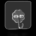 Transparent clover shaped adhesive wall hook with strong silver metal hanger - 6x6cm Basic Hook