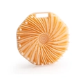 Apricot silicone body scrubber with spiral bristles and integrated hanging hole - Creamy Yellow