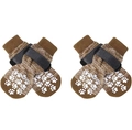 Brown anti-slip waterproof dog socks with white paw prints and adjustable straps - Gradient Brown Adhesive Dots [opp Bag] / S