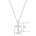 Silver cross pendant with moissanite inlay in 8mm by 6.8mm size and polished finish - 40cm+5cm / Minimalist Cross Style (N12316)