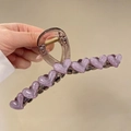 Translucent lavender heart hair claw clip with glitter accents and gold spring - 13cm / Purple