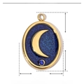 Detailed size parameters of the gold crescent moon pendant with blue enamel and rhinestone - Oval Moon-Blue