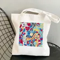 Nurse canvas tote bag with colorful medical theme cartoon print and dual shoulder straps - Style C13 (No Inner Pocket/No Zipper)