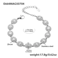 Silver stainless steel bracelet with oval zircon stones, 16+5cm adjustable length - 5A Zirconia Pave Oval Style / 16+5cm / Steel