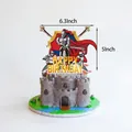 Medieval Knight Happy Birthday cake topper featuring armored knights and castle motif - Castle Large Cake Topper