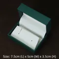 Donkergroene sieradendoos met textuur en witte binnenvoering, maat 7,5x5x3,5 cm - Oorbellendoos-Groen