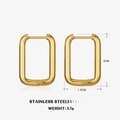 18K gold plated stainless steel rectangular earrings measuring 2cm by 1.5cm - Gold - Rectangle Style (ZN463G)