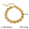 Bracciale a catena a maglie cubane placcato oro 18K da 10mm con estensione regolabile - Bracciale Stile Petalo a Ingranaggi Oro (KB1862262-Z)