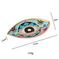 Ceramic Evil Eye jewelry tray in blue and gold finish with precise 15x9cm dimensions - Style I