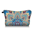 Front view of mandala pattern cosmetic bag with vibrant blue and red floral prints - Royal Blue Vermilion Mandala (jiaying158)