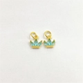 Elegante ciondolo a corona dorata con zircone azzurro per collane e gioielli fai da te - Zirconia Blu Chiaro
