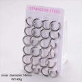 Set of 12 pairs of silver stainless steel hoop earrings with a 14mm inner diameter - 2.5mm Wire 14mm Inner Diameter / Steel
