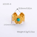 Bague fleur plaquée or 18 carats avec turquoise et détails de mesure précis - Or - Turquoise Synthétique