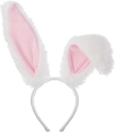 White plush bunny ear headband with pink inner lining for Easter costume set - White and Pink Long Ear Headband