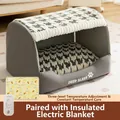Grey semi-enclosed pet bed with houndstooth lining and 3-mode heating pad for winter - S (35*30*30cm) / With 3-Speed Heating Pad / Jas Grey