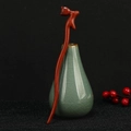 Classic Chinese sandalwood hair pin in deep red wood finish with intricate carving - Dark Red Carved Style (F2023672)