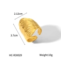 Dimensiones y peso del anillo de acero inoxidable dorado con textura martillada única - Estilo de Banda Ancha con Textura Irregular (HC-R30029)