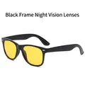 Classic black square frame night vision sunglasses with yellow lenses for driving - Black Frame Night Vision Lens