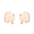 Turkey shaped stud earrings in rose gold finish with elegant minimalist metal design - Peacock / Rose Gold