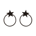 Minimalist black stainless steel star stud earrings featuring a geometric circle design - Star Hoop / Black