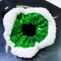 Christmas hair scrunchie with green sequins and white plush trim hair tie accessory - Green Sequin with Fur