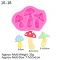Pink mushroom silicone fondant mold with three colorful 3D mushroom shaped outputs - Pink Mushroom Style (15-16) / 7.7x5.5x1cm / Pink